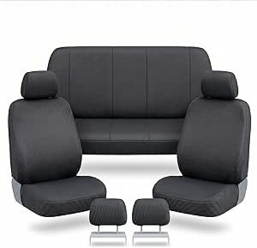 AUTO FAMILY 5 Pcs Universal Car Seat Cover Set &ndash; Breathable Fabric, Anti-Slip, Full Interior Protection, Front &amp; Rear Seat Covers with Headrest Covers &ndash; Durable, Washable (Black)