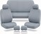 AUTO FAMILY 5 Pcs Universal Car Seat Cover Set &ndash; Breathable Fabric, Anti-Slip, Full Interior Protection, Front &amp; Rear Seat Covers with Headrest Covers &ndash; Durable, Washable (Grey)