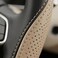 AUTO FAMILY Auto Family Sport Grip Steering Wheel Cover 15 Inch (37&ndash;38cm) &ndash; Textured PU Leather, Sweat-Resistant, All-Season Comfort, Universal Fit Car Interior Accessory (Black-Beige)