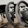 AUTO FAMILY Auto Family Sport Grip Steering Wheel Cover 15 Inch (37&ndash;38cm) &ndash; Textured PU Leather, Sweat-Resistant, All-Season Comfort, Universal Fit Car Interior Accessory (Black-Grey)