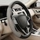 AUTO FAMILY Auto Family Sport Grip Steering Wheel Cover 15 Inch (37&ndash;38cm) &ndash; Textured PU Leather, Sweat-Resistant, All-Season Comfort, Universal Fit Car Interior Accessory (Black-Grey)
