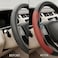 AUTO FAMILY Auto Family Sport Grip Steering Wheel Cover 15 Inch (37&ndash;38cm) &ndash; Textured PU Leather, Sweat-Resistant, All-Season Comfort, Universal Fit Car Interior Accessory (Black-Red)