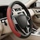 AUTO FAMILY Auto Family Sport Grip Steering Wheel Cover 15 Inch (37&ndash;38cm) &ndash; Textured PU Leather, Sweat-Resistant, All-Season Comfort, Universal Fit Car Interior Accessory (Black-Red)