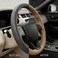 AUTO FAMILY Auto Family Sport Grip Steering Wheel Cover 15 Inch (37&ndash;38cm) &ndash; Textured PU Leather, Sweat-Resistant, All-Season Comfort, Universal Fit Car Interior Accessory (Beige)