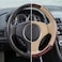 AUTO FAMILY Luxury Wood Grain &amp; Leather Steering Wheel Cover 15 Inch (37&ndash;38 cm) &ndash; Universal Fit, Anti-Slip Grip, Heat Resistant, Premium PU Leather, Stylish Car Interior Accessory (Brown-Beige)