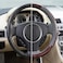 AUTO FAMILY Luxury Wood Grain &amp; Leather Steering Wheel Cover 15 Inch (37&ndash;38 cm) &ndash; Universal Fit, Anti-Slip Grip, Heat Resistant, Premium PU Leather, Stylish Car Interior Accessory (Brown-Grey)