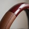 AUTO FAMILY Luxury Wood Grain &amp; Leather Steering Wheel Cover 15 Inch (37&ndash;38 cm) &ndash; Universal Fit, Anti-Slip Grip, Heat Resistant, Premium PU Leather, Stylish Car Interior Accessory (Brown)