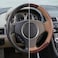 AUTO FAMILY Luxury Wood Grain &amp; Leather Steering Wheel Cover 15 Inch (37&ndash;38 cm) &ndash; Universal Fit, Anti-Slip Grip, Heat Resistant, Premium PU Leather, Stylish Car Interior Accessory (Brown)