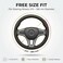 AUTO FAMILY Luxury Wood Grain &amp; Leather Steering Wheel Cover 15 Inch (37&ndash;38 cm) &ndash; Universal Fit, Anti-Slip Grip, Heat Resistant, Premium PU Leather, Stylish Car Interior Accessory (Black)