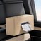 Auto Family Car Tissue Box Holder PU Leather with Strap Buckle &ndash; Car Napkin Holder, Universal Auto Interior Accessories, Travel Storage Box, Headrest Mount Tissue Case (Beige)