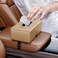 Auto Family Car Tissue Box Holder PU Leather with Strap Buckle &ndash; Car Napkin Holder, Universal Auto Interior Accessories, Travel Storage Box, Headrest Mount Tissue Case (Brown)