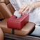 Auto Family Car Tissue Box Holder PU Leather with Strap Buckle &ndash; Car Napkin Holder, Universal Auto Interior Accessories, Travel Storage Box, Headrest Mount Tissue Case (Red)