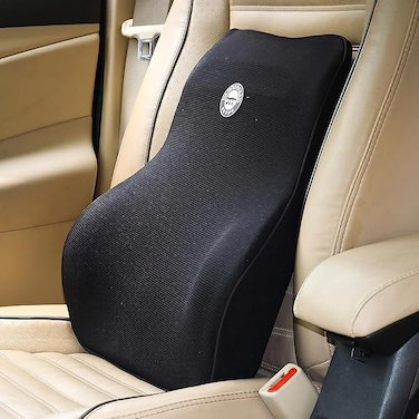 AUTO FAMILY Lumbar Support Pillow for Car Seat &amp; Office Chair &ndash; Memory Foam Back Cushion for Lower Back Pain Relief, Ergonomic Spine Support Cushion, Posture Corrector Backrest (Black)