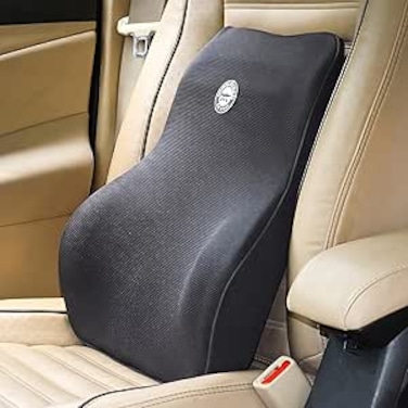 AUTO FAMILY Lumbar Support Pillow for Car Seat &amp; Office Chair &ndash; Memory Foam Back Cushion for Lower Back Pain Relief, Ergonomic Spine Support Cushion, Posture Corrector Backrest (Grey)