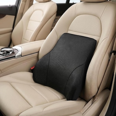 AUTO FAMILY Car Lumbar Support Cushion for Driving &ndash; Memory Foam Back Support Pillow, Ergonomic Lower Back Pain Relief, Mesh Lumbar Cushion for Car Seat, Office Chair &amp; Travel (Black)