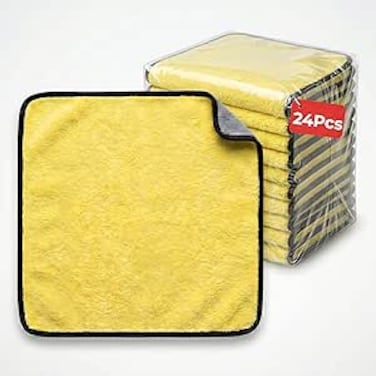 AUTO FAMILY Microfiber Cleaning Cloth 24 Pack &ndash; 40 * 40cm 850 GSM Ultra Thick Car Drying Towels, Premium Microfiber Towels for Car Wash, Detailing, Polishing, Scratch-Free