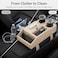 AUTO FAMILY Car Center Console Organizer with Cup Holder &ndash; Multifunction Armrest Storage Box, Back Seat Organizer Tray, Tissue Holder, Phone &amp; Drink Holder, Car Interior Accessories (Beige)