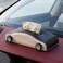 AUTO FAMILY Car-Shaped Tissue Box Holder, PU Leather Tissue Case with Anti-Slip Base, Auto Interior Organizer Napkin Holder, Luxury Car Accessories for Dashboard (Black and beige)