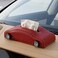 AUTO FAMILY Car-Shaped Tissue Box Holder, PU Leather Tissue Case with Anti-Slip Base, Auto Interior Organizer Napkin Holder, Luxury Car Accessories for Dashboard (Red)