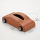 AUTO FAMILY Car-Shaped Tissue Box Holder, PU Leather Tissue Case with Anti-Slip Base, Auto Interior Organizer Napkin Holder, Luxury Car Accessories for Dashboard (Brown)