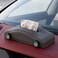 AUTO FAMILY Car-Shaped Tissue Box Holder, PU Leather Tissue Case with Anti-Slip Base, Auto Interior Organizer Napkin Holder, Luxury Car Accessories for Dashboard (Grey)