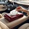 AUTO FAMILY PU Leather Tissue Box Holder with Wood Grain Texture, Luxury Auto Interior Organizer, Rectangular Napkin Dispenser with Anti-Slip Base for Dashboard, Office &amp; Home (Red)