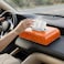 AUTO FAMILY PU Leather Tissue Box Holder with Wood Grain Texture, Luxury Auto Interior Organizer, Rectangular Napkin Dispenser with Anti-Slip Base for Dashboard, Office &amp; Home (Orange)