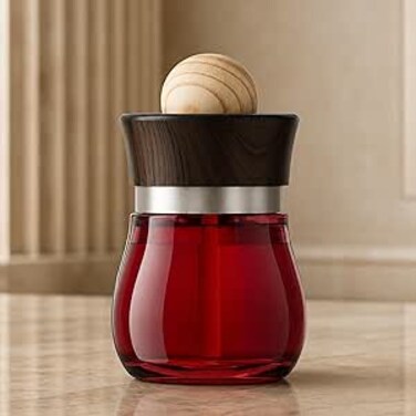 AUTO FAMILY Red Wood Black Odoor Aroma Diffuser Air Freshener, Premium Essential Oil Fragrance, Long Lasting Scent, Glass Bottle with Natural Wood Top, Luxury Air Freshener