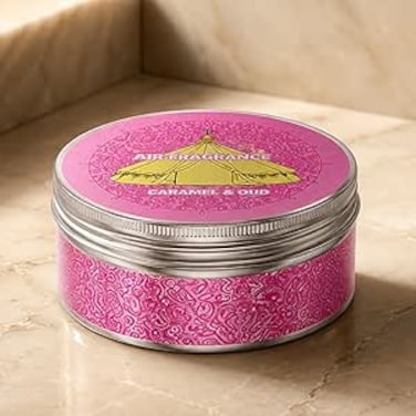 AUTO FAMILY Caramel &amp; Oud Car Air Freshener Can &ndash; Caramel &amp; Oud Fragrance, Long Lasting Gel Air Freshener, Odor Eliminator for Car, Home &amp; Office, Premium Scented Tin Can, Interior Perfume