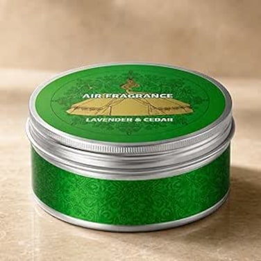 AUTO FAMILY Lavender &amp; Cedar Car Air Freshener Can &ndash; Caramel &amp; Oud Fragrance, Long Lasting Gel Air Freshener, Odor Eliminator for Car, Home &amp; Office, Premium Scented Tin Can, Interior Perfume