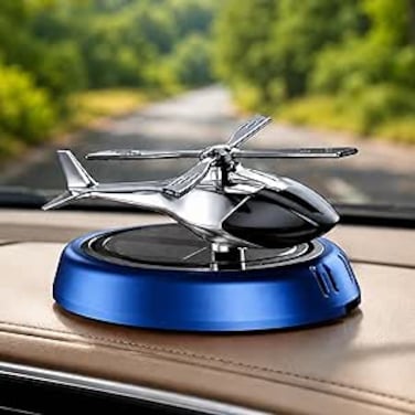 AUTO FAMILY Solar Powered Rotating Auto Aromatherapy Perfume Diffuser, Helicopter Car Air Freshener, Luxury Aromatherapy Car Dashboard Accessory, Long Lasting Fragrance (Blue)