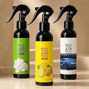 AUTO FAMILY Car Air Freshener Spray Combo Pack of 3, 150 ml &ndash; Long Lasting Odor Eliminator for Car, Home &amp; Office, Premium Air Freshener Spray Set (Jasmine - Lemon - New Car)