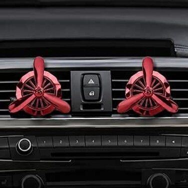 AUTO FAMILY Luxury Car Air Vent Diffuser Clip Set of 2 &ndash; Turbine Propeller Aromatherapy Freshener   Premium Metal Auto Air Freshener Vent Clip   Stylish Interior Car Fragrance Accessory (Red)