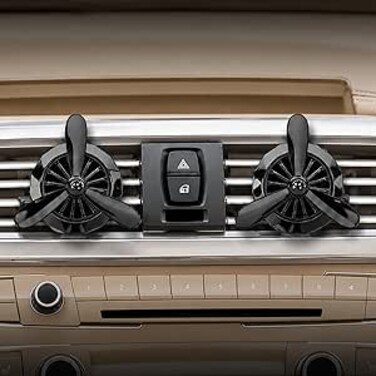 AUTO FAMILY Luxury Car Air Vent Diffuser Clip Set of 2 &ndash; Turbine Propeller Aromatherapy Freshener   Premium Metal Auto Air Freshener Vent Clip   Stylish Interior Car Fragrance Accessory (Black)