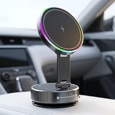 AUTO FAMILY Magnetic Wireless Car Phone Holder Charger &ndash; 360&deg; Rotating Dashboard Mobile Mount with Fast Wireless Charging, Strong Suction, Adjustable Car Phone Stand (Magnet5)