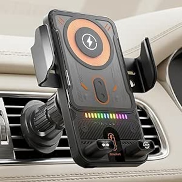 AUTO FAMILY Wireless Car Charger Phone Holder, 360&deg; Rotation, Fast Charging Car Mount with Auto Clamp, Air Vent Mobile Holder, Universal Car Phone Mount for iPhone &amp; Android Devices (Wireless4)