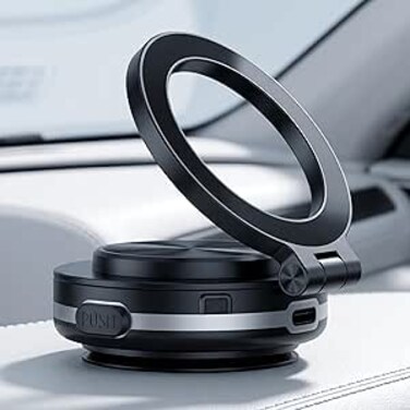 AUTO FAMILY Magnetic Wireless Car Phone Holder Charger &ndash; 360&deg; Rotating Dashboard Mobile Mount with Fast Wireless Charging, Strong Suction, Adjustable Car Phone Stand (Electric-Black)