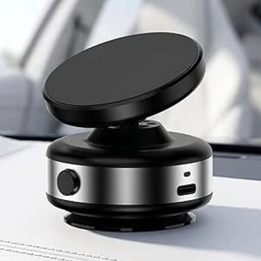 AUTO FAMILY Magnetic Wireless Car Phone Holder Charger &ndash; 360&deg; Rotating Dashboard Mobile Mount with Fast Wireless Charging, Strong Suction, Adjustable Car Phone Stand (Magnetic-Silver)