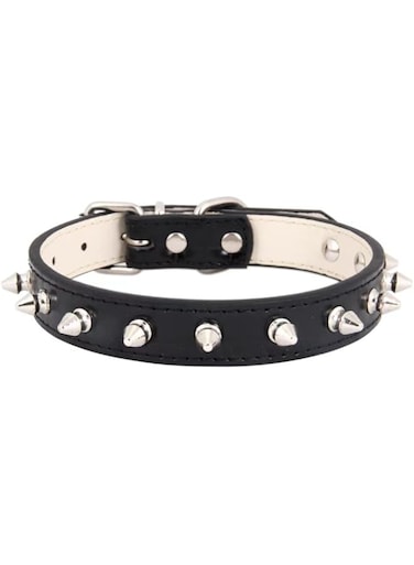 MUZIEBA Dog Collar with Spikes,Rivet Dog Collar, Leather Spiked Studded Dog Pet Collars for Small Medium Large Dogs (M: for Neck Girth: 11 4/5-15 in, Black)