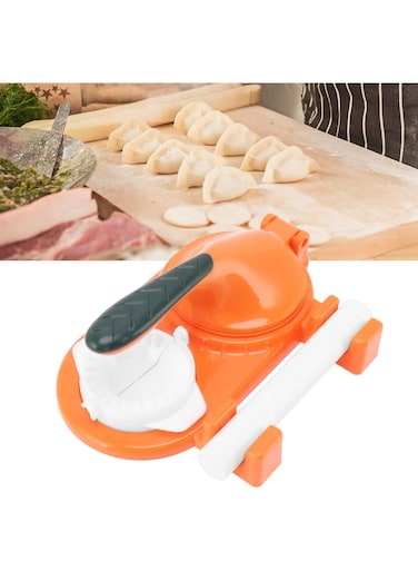 Manual Dumpling Maker Press &acirc;&euro;&ldquo; Easy DIY Dumpling, Pierogi, Ravioli, Wonton &amp; Pastry Dough Press Tool   Fast &amp; Easy Dumpling Wrapper Machine for Kitchen, Italian Rolls &amp; Pies (Orange)