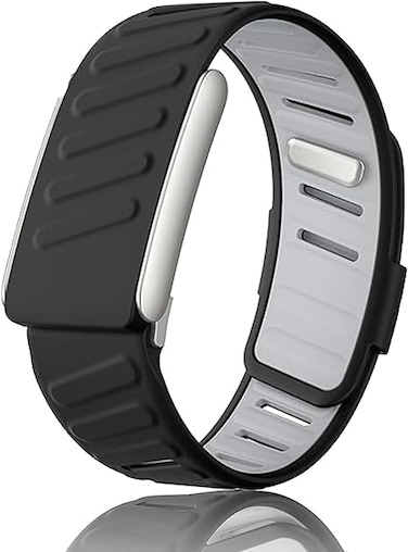 Silicone Wristband Compatible with Whoop 5.0 Band, Comfort Durable Soft Adjustable Silicone Sports Loop Strap for Men &amp; Women, with U Shapped Connector  Black Grey -LIFE/ MG