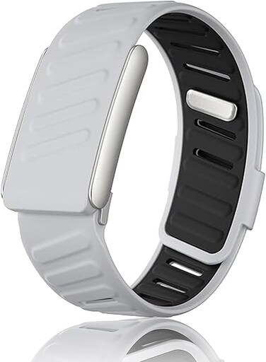 Silicone Wristband Compatible with Whoop 5.0 Band, Comfort Durable Soft Adjustable Silicone Sports Loop Strap for Men &amp; Women, with U Shapped Connector   Light Grey Black-LIFE/ MG