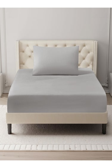 Bedding Fitted Sheet - Fits 120x200 Cm For Single Bed - 2 Pcs (1 Fitted Sheet and 1 Pillowcases) - 35 Cm Deep Pocket - Solid Bed Sheet