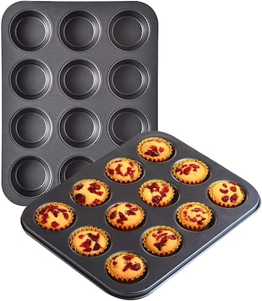 
Cake Bakeware Mould, Carbon Steel Muffin Pan, 12 Cavity Bakeware Non-Stick Cake Baking Pan, Mini Pie Pans, Carbon Steel Muffin Tray, Standard Baking Pan Mold for Oven Baking