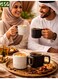 2pcs75ml mini espresso mugs (black and white) with ceramic wooden handles and gradient glaze, perfect for Turkish coffee, lattes, and cappuccinos. Japanese-style porcelain mini coffee mugs with wooden handles and small ceramic teacups.