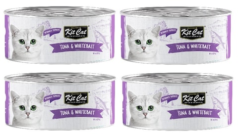 Pack of 4 Deboned Tuna And Whitebait Toppers Cat Wet Food 80g