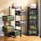 Vsell24, 5-Tier Metal Kitchen Rolling Storage Rack Organizer with Lockable Wheels, Square Design, Rotating Shelves, Black&hellip;