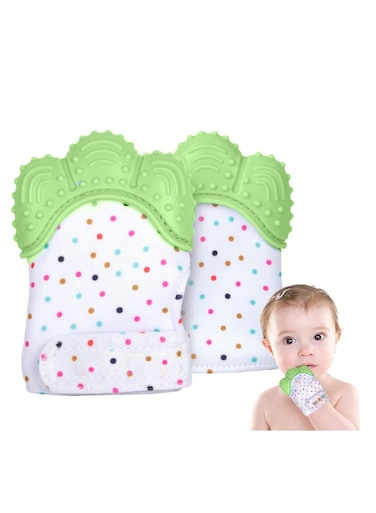 Green Colour Baby Chewable Teething Mitten Hand Glove