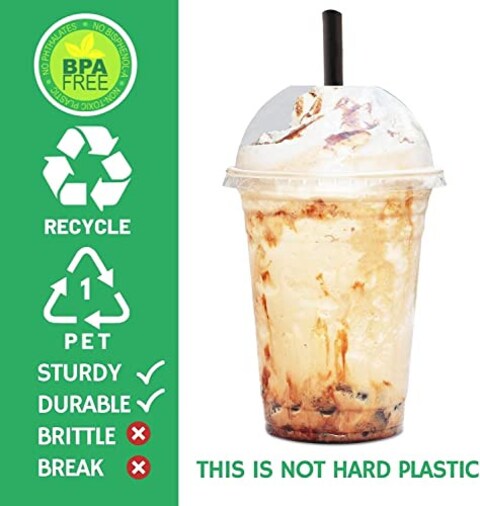 Vsell24&trade; 1000PC Disposable Drinking Plastic Cup 12oz For Smoothie Coffee Water Juice Cups With Dome Lid Clear&hellip;