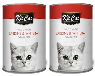 Pack of 2 Kit Cat Wild Caught Sardine &amp; WhiteBait-400g